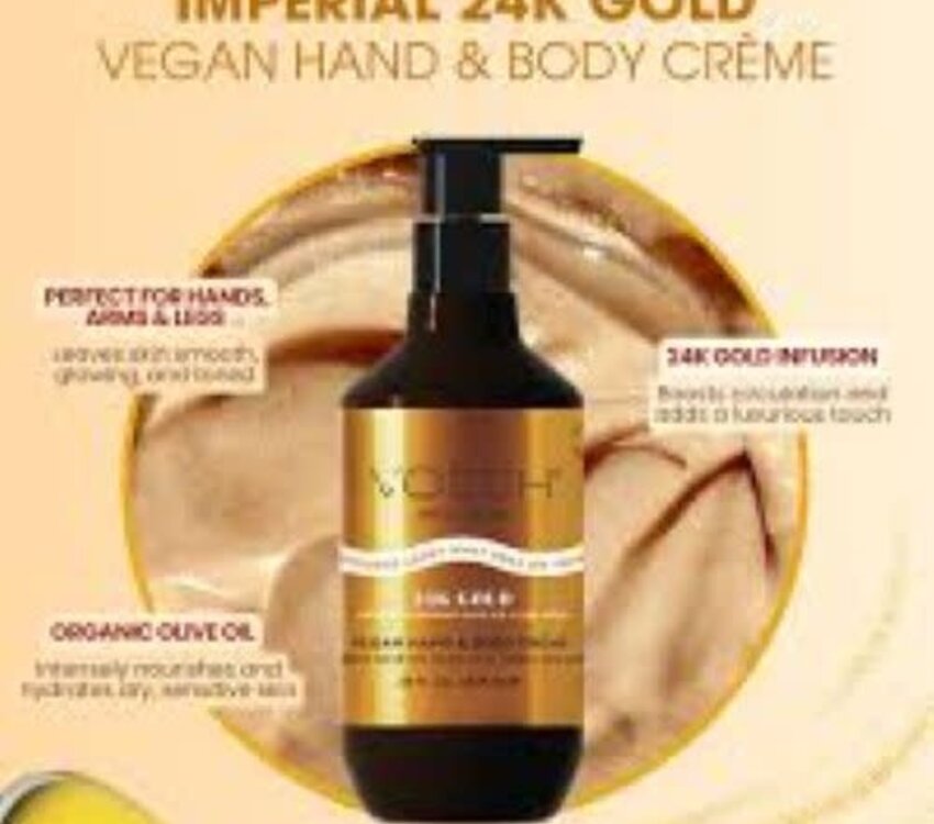 Voesh Vegan Hand & Body Creme  24k Gold 28fl.oz