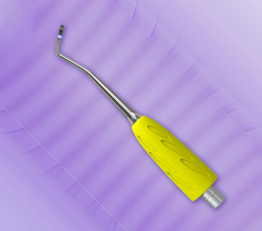 Staleks Pro Combo UNIQ 31 Combo Working part of the pusher (curette, bend to the left) yellow