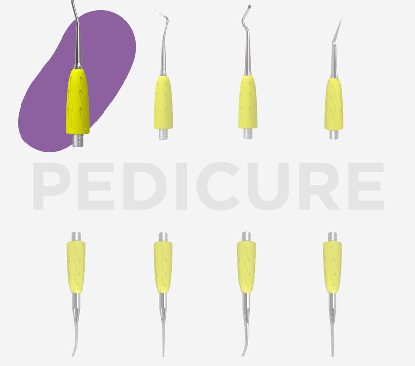 Staleks Pro Combo UNIQ 31 Combo Working part of the pusher (curette, bend to the left) yellow