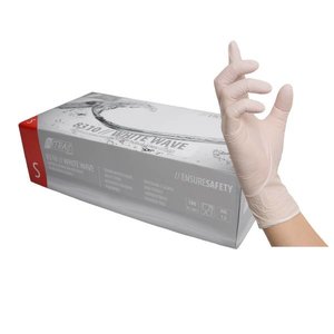 WHITE Latex Gloves Size S
