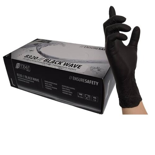 BLACK Nitrile Gloves Size M