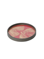 Notre Monde Petit plateau "Gold linear circles" en rouge et or