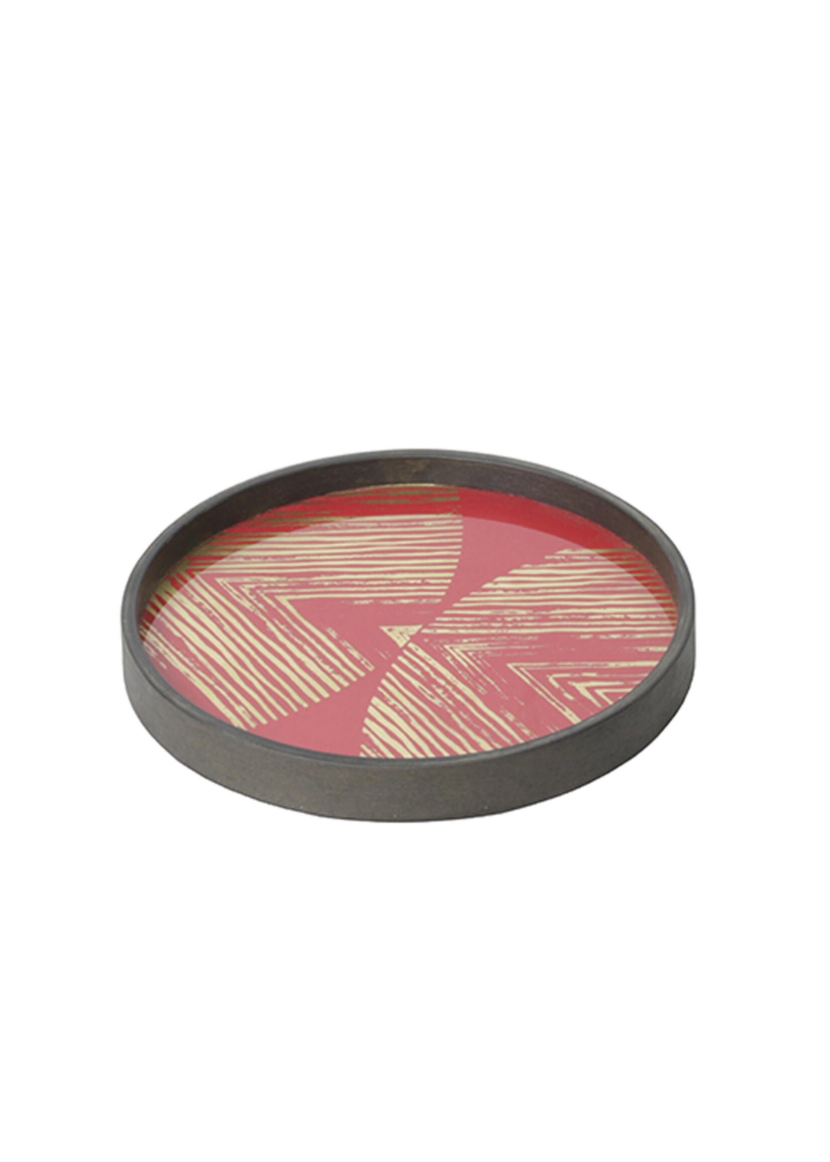 Notre Monde Mini tray "Gold linear circles" in rood en goud
