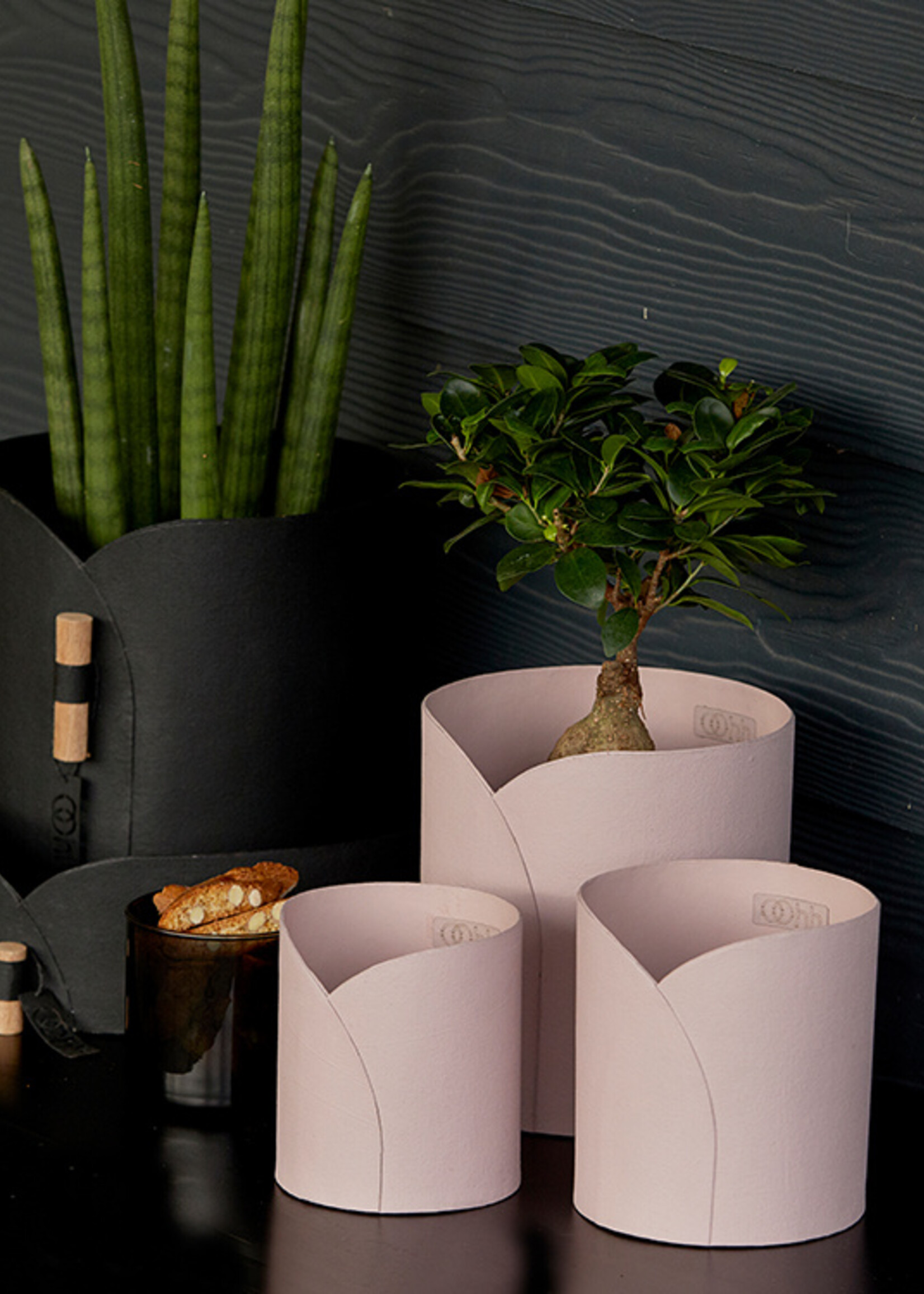 Oohh Cache-pot VIENNA en papier recyclé rose pastel