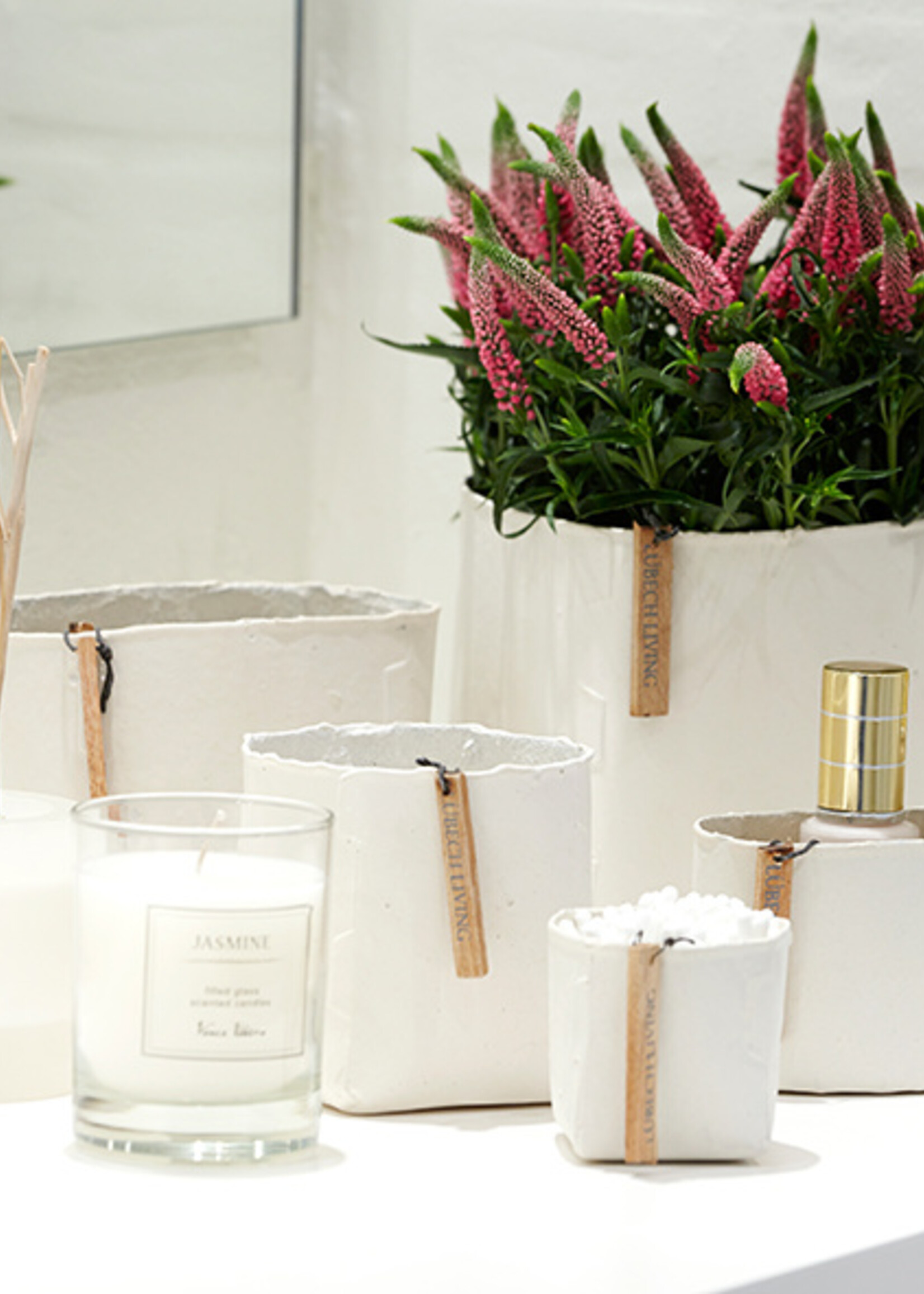 Oohh Pot à fleurs carré blanc en papier recyclé - petit modèle
