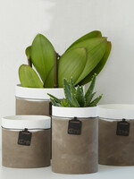 Oohh Bloempot in gerecycleerd papier met cementlook en witte rand, groot model