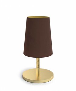 Lampe de table dorée avec abat-jour en velours brun