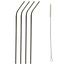 Gusta Set de 4 pailles d'argent réutilisables en acier inoxydable