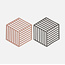 Gusta Set van 2 onderzetters grijs/roos (hexagon)