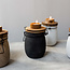 Leeff 'Teun' bewaarpot wit met houten deksel