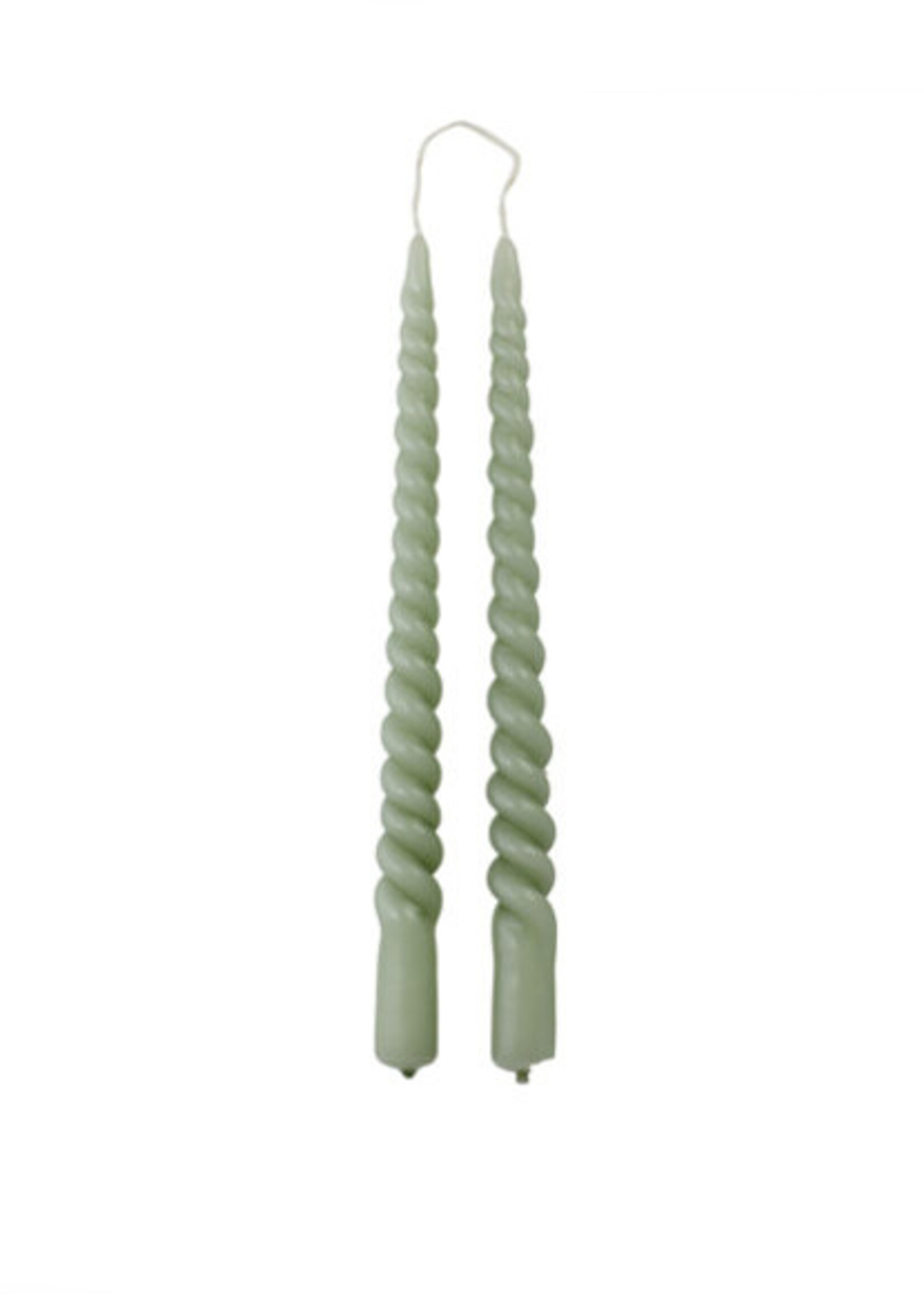 Rustik Lys Set de 2 bougies 'swirl' dusty green