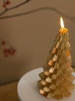 Rustik Lys Bougie arbre de Noël vert dorée