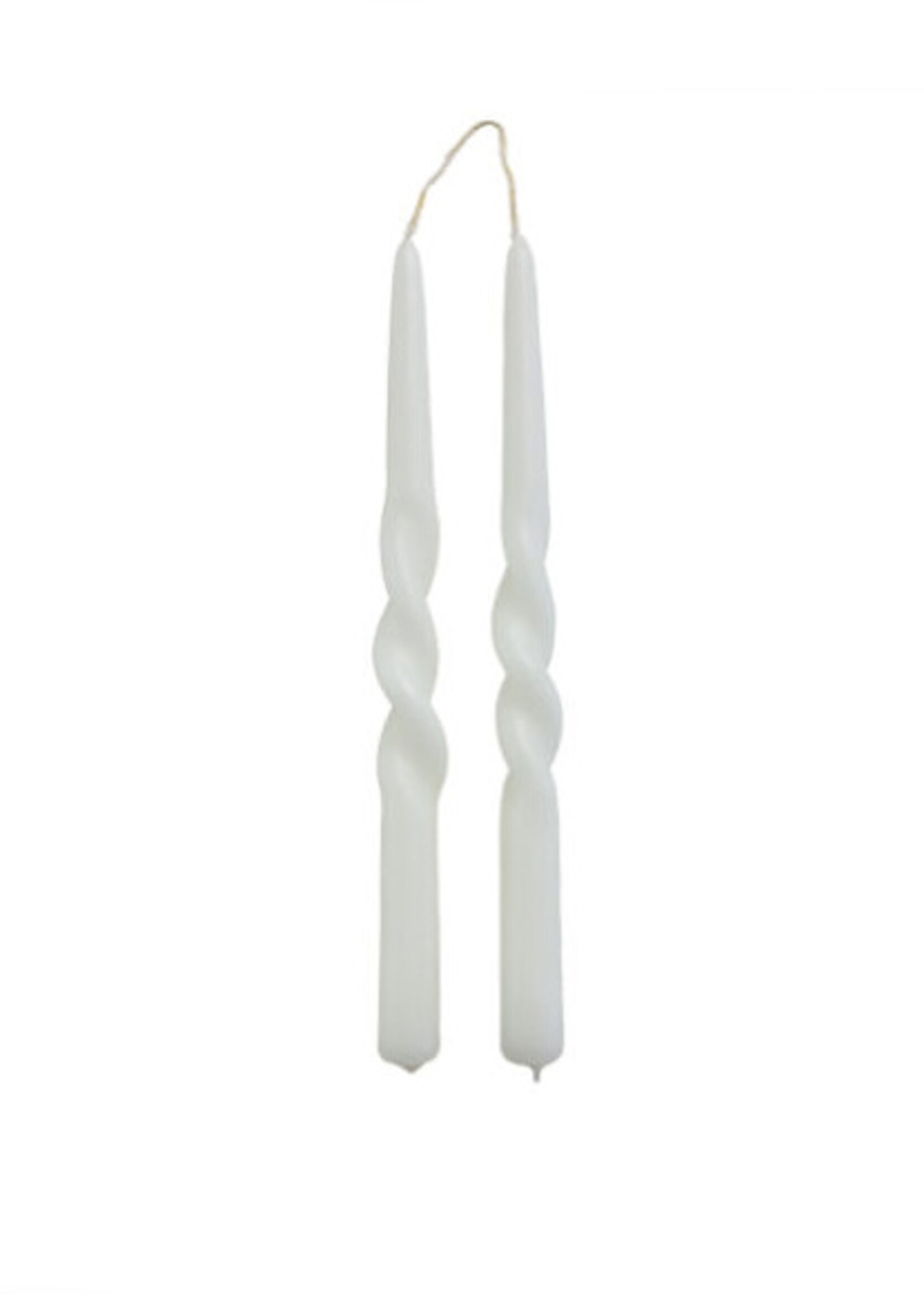 Rustik Lys Set de 2 bougies 'twist' blanches
