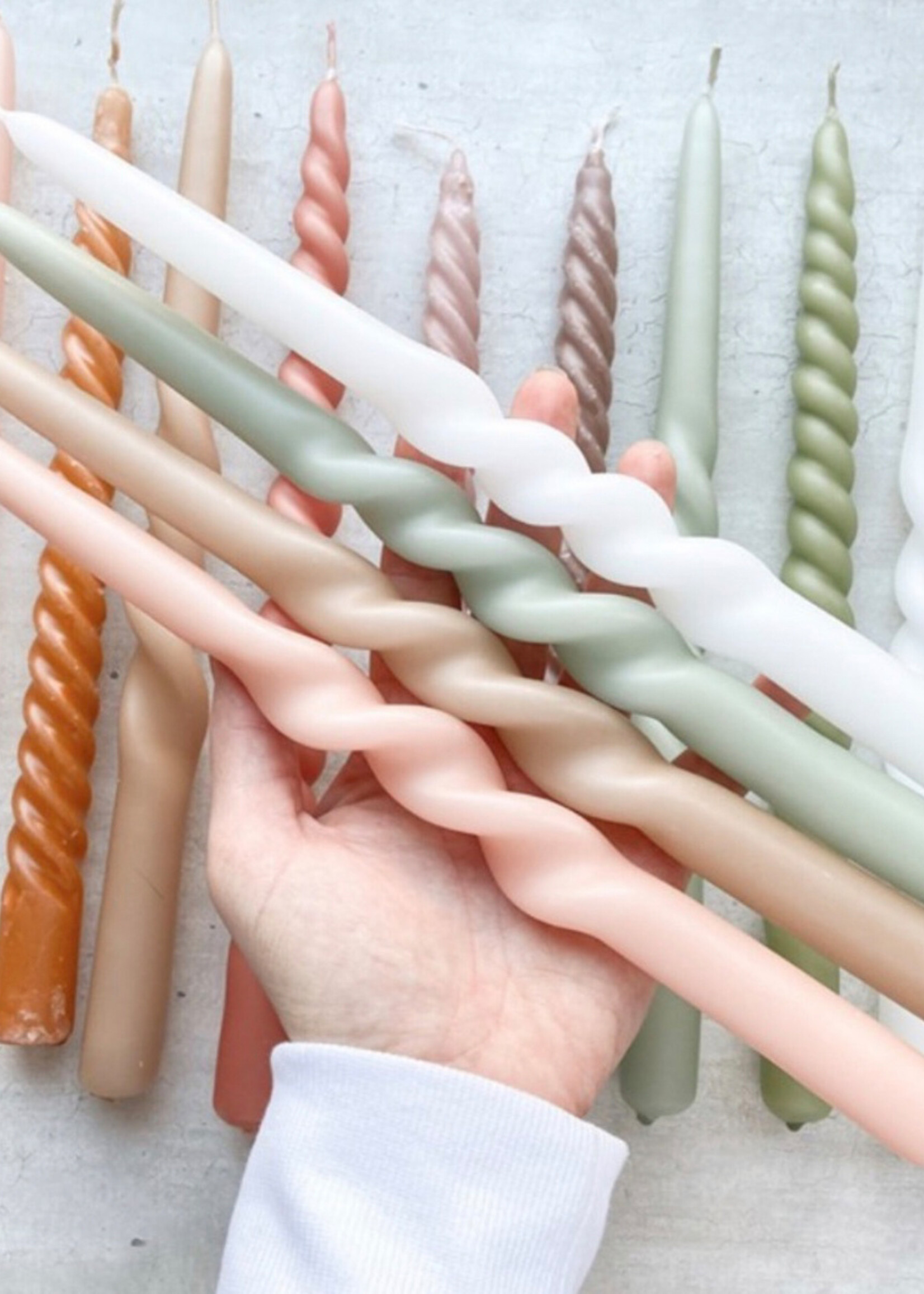 Rustik Lys Set de 2 bougies 'twist' blanches