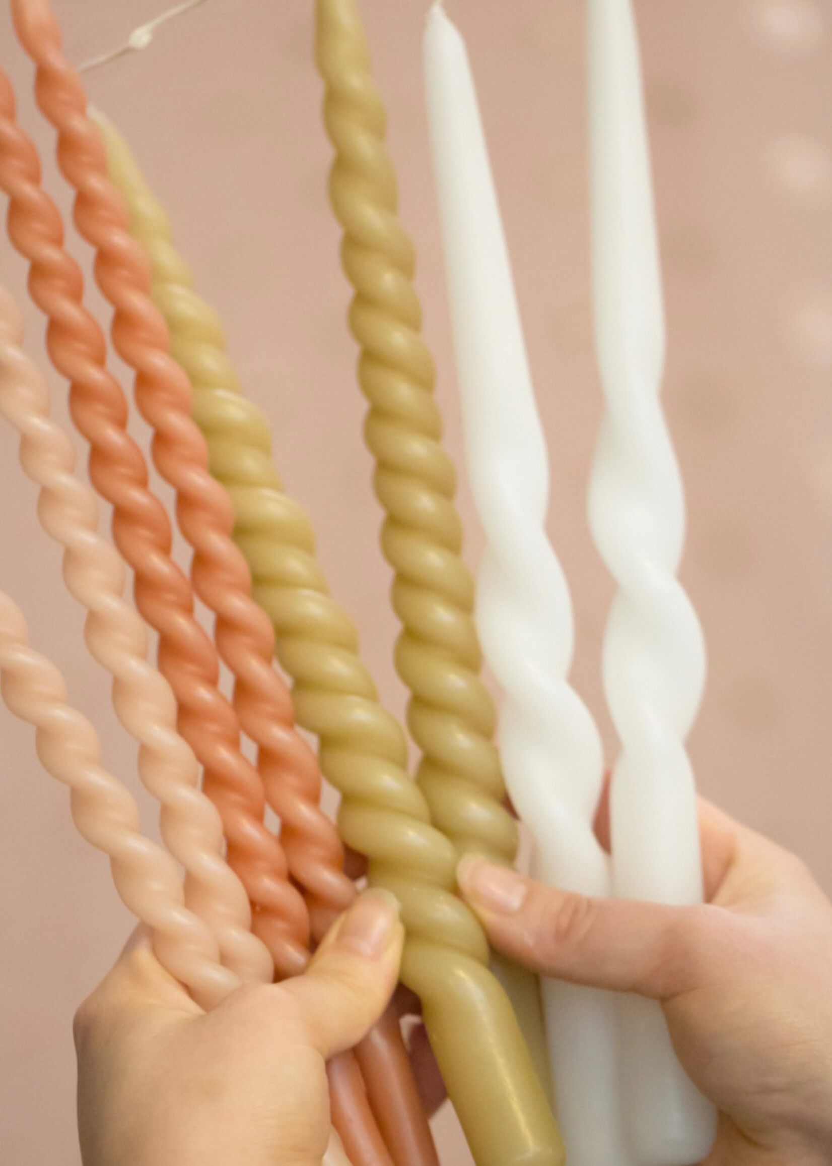 Rustik Lys Set de 2 bougies 'twist' blanches