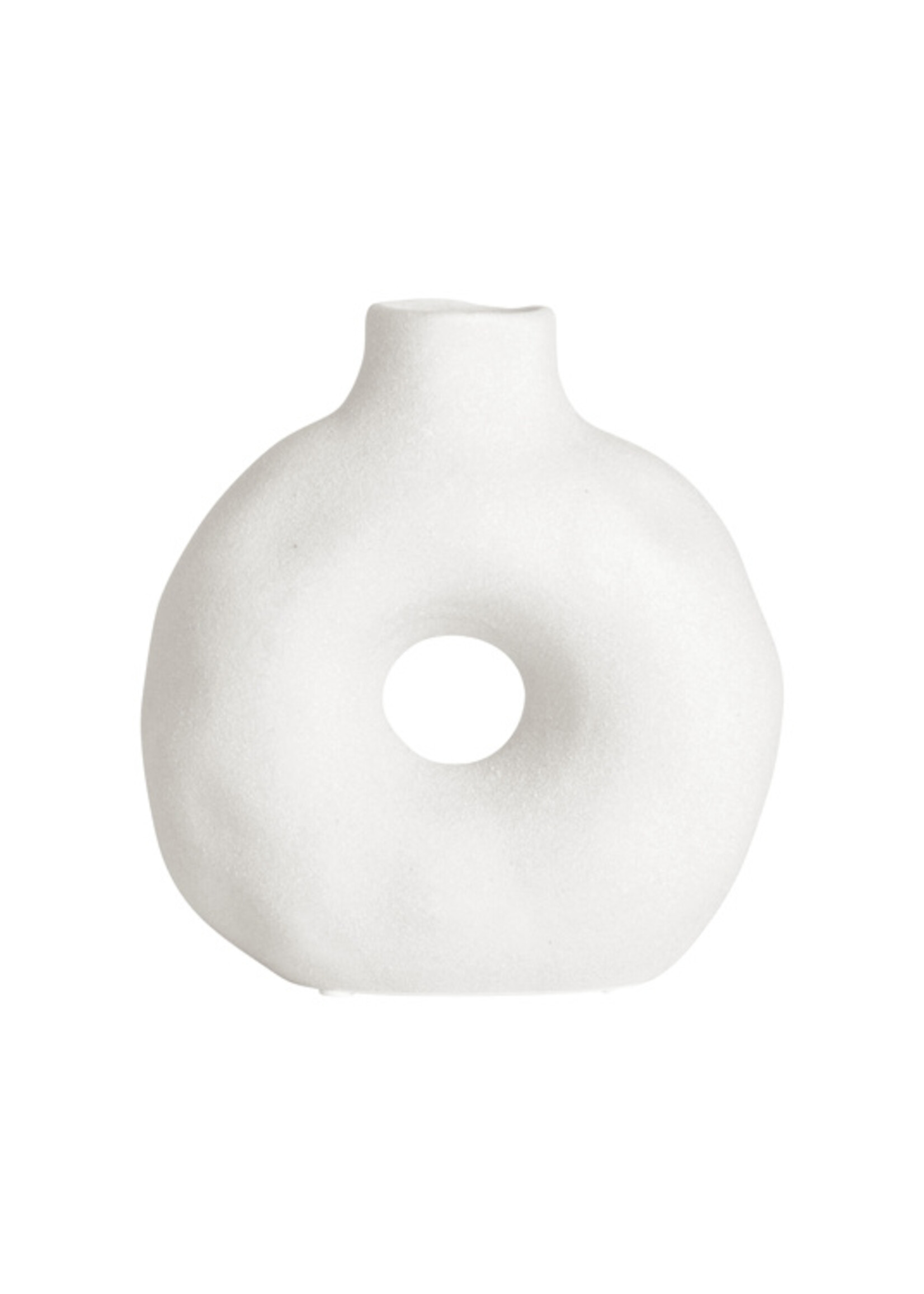 Gusta Kleine witte ringvormige donut vaas