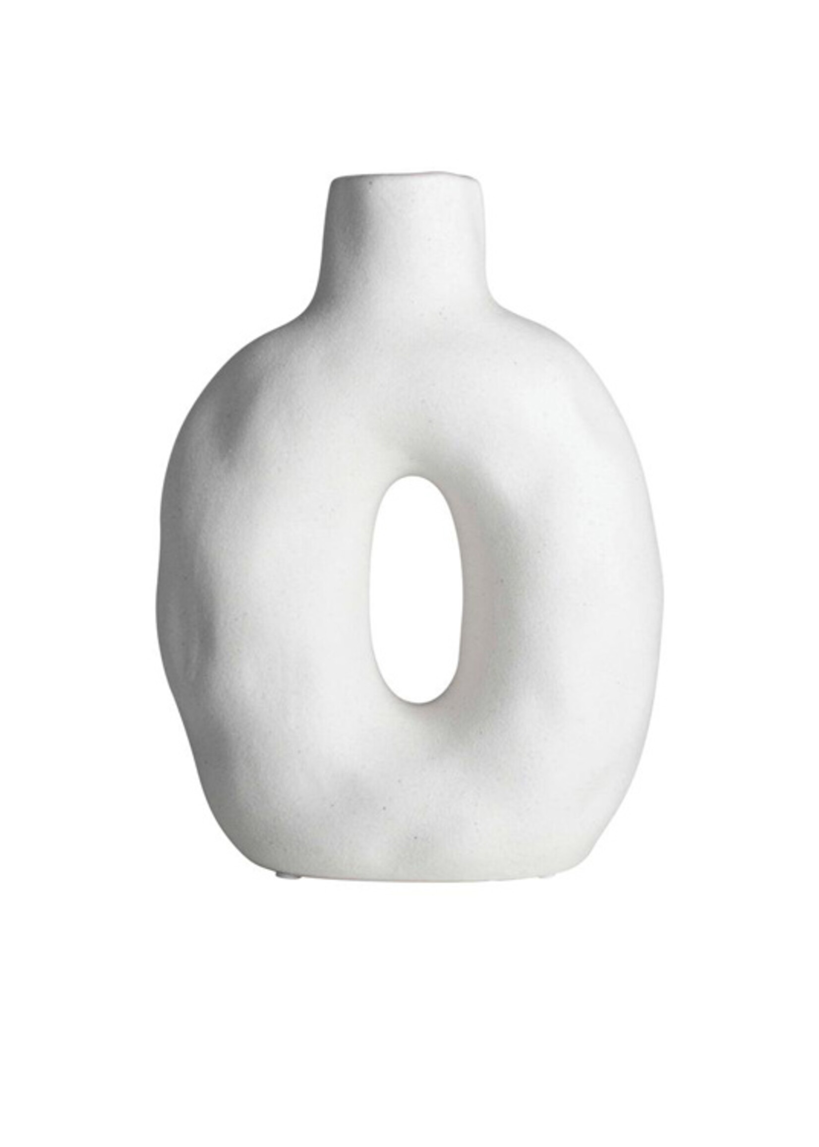 Gusta Grand vase annulaire donut blanc
