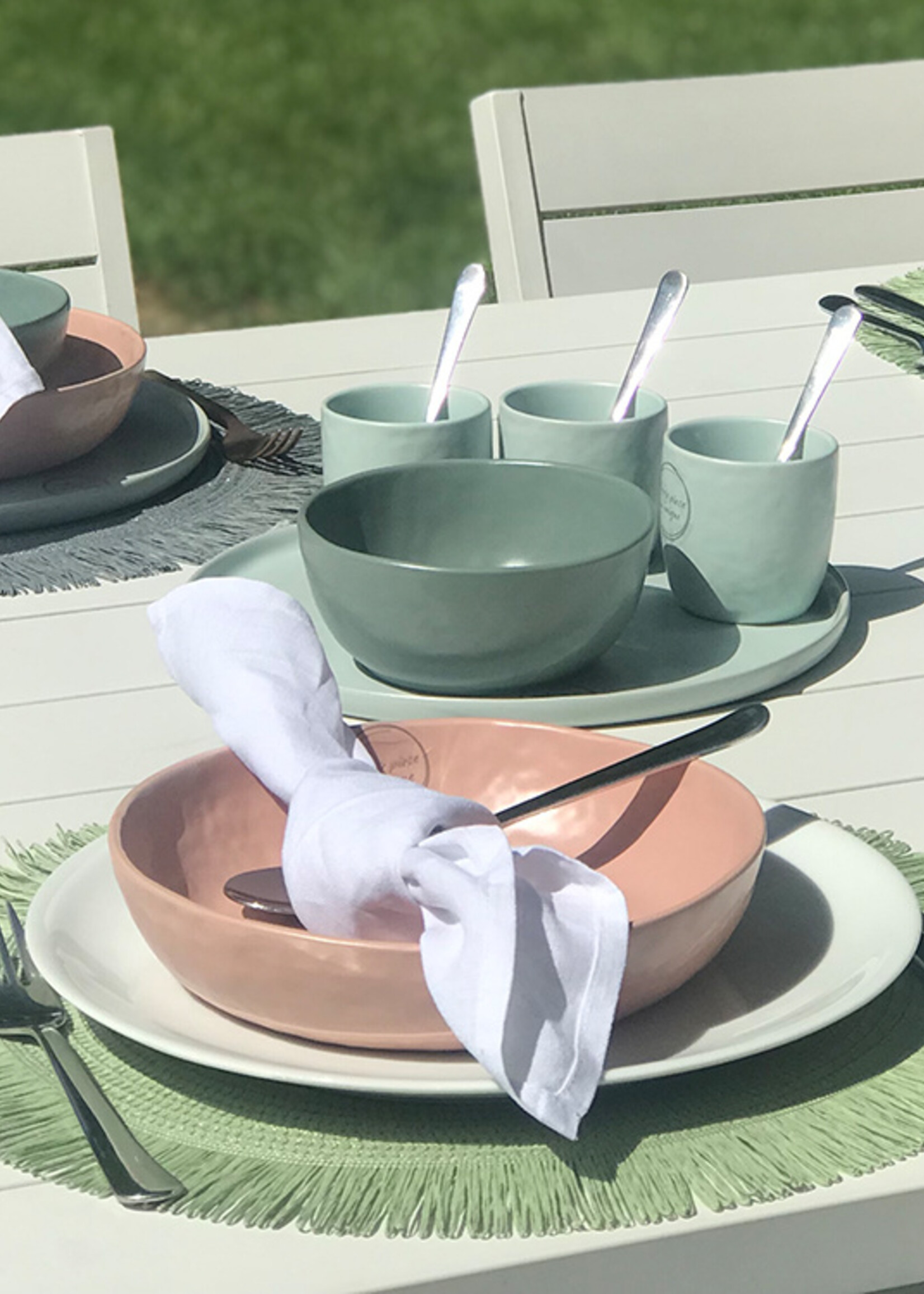 Gusta Set de 2 napperons ronds verts