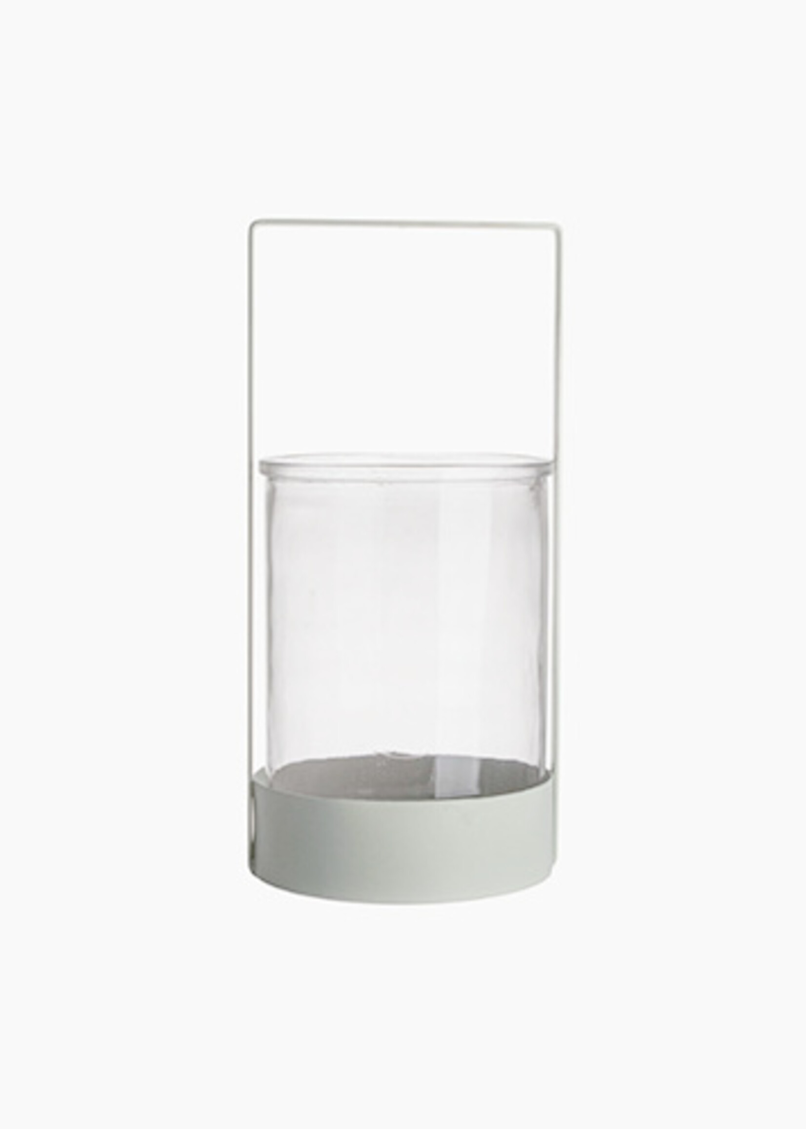 Gusta Lampe à vent en verre dans un support métallique vert