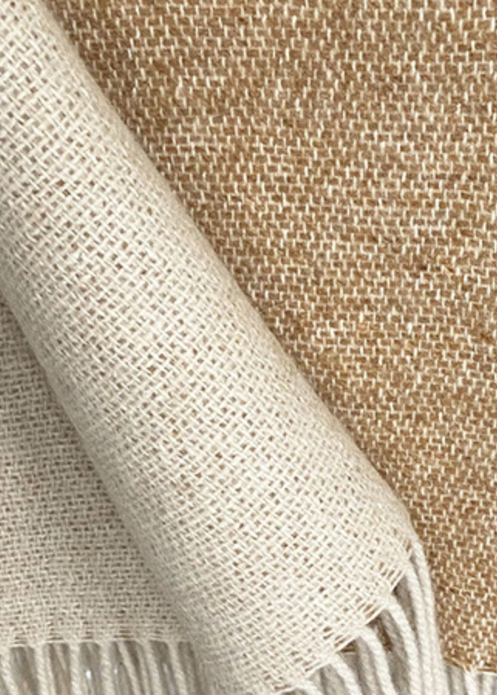 Malagoon Plaid dubbelzijdig - camel/beige - recycled wol