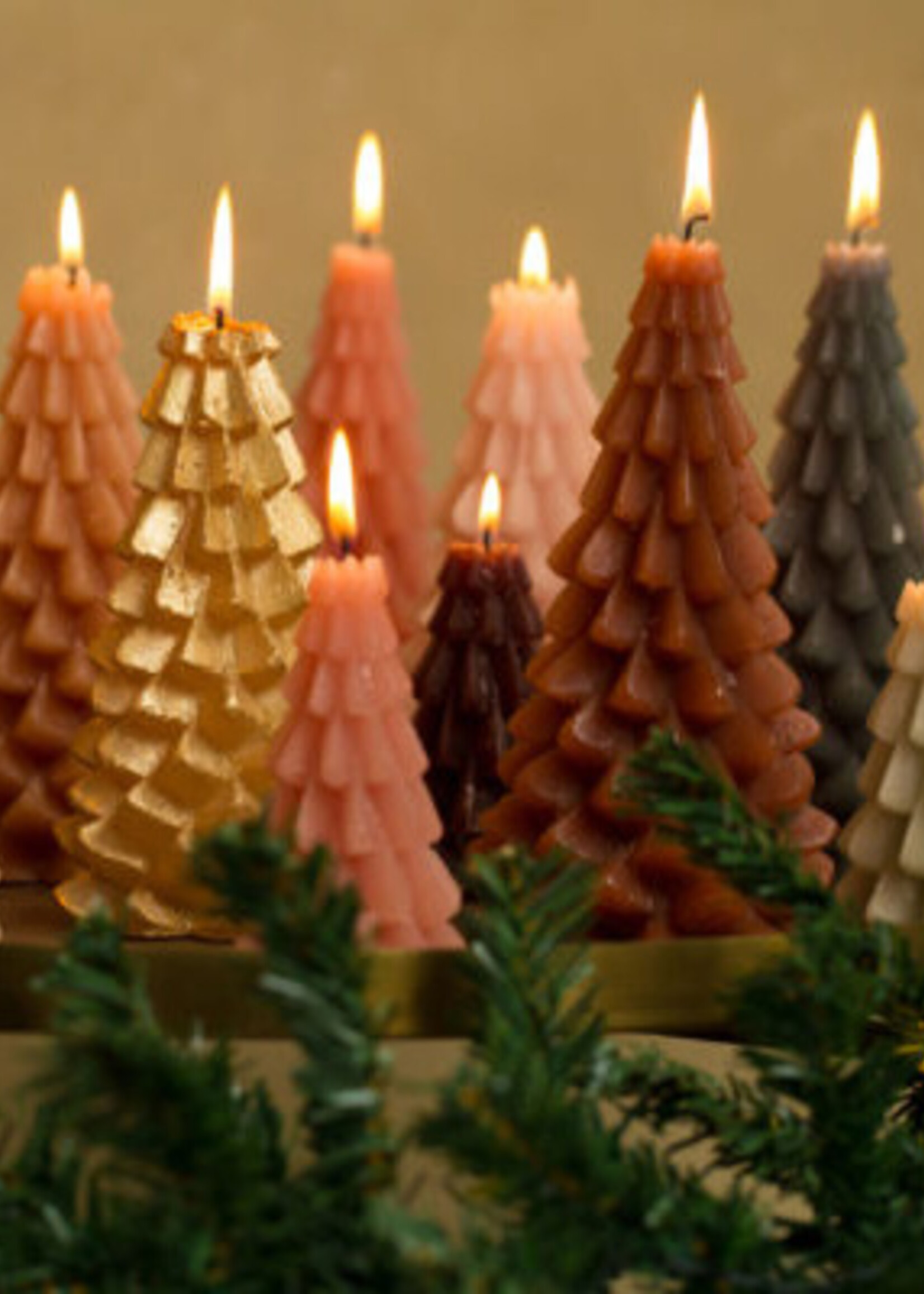 Rustik Lys Kaars kerstboom goudkleurig