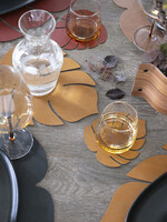 LindDNA Placemats curve LEAF en cuir nupo ocre