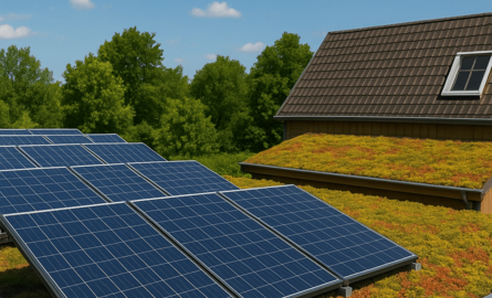 Zonnepanelen en een sedumdak