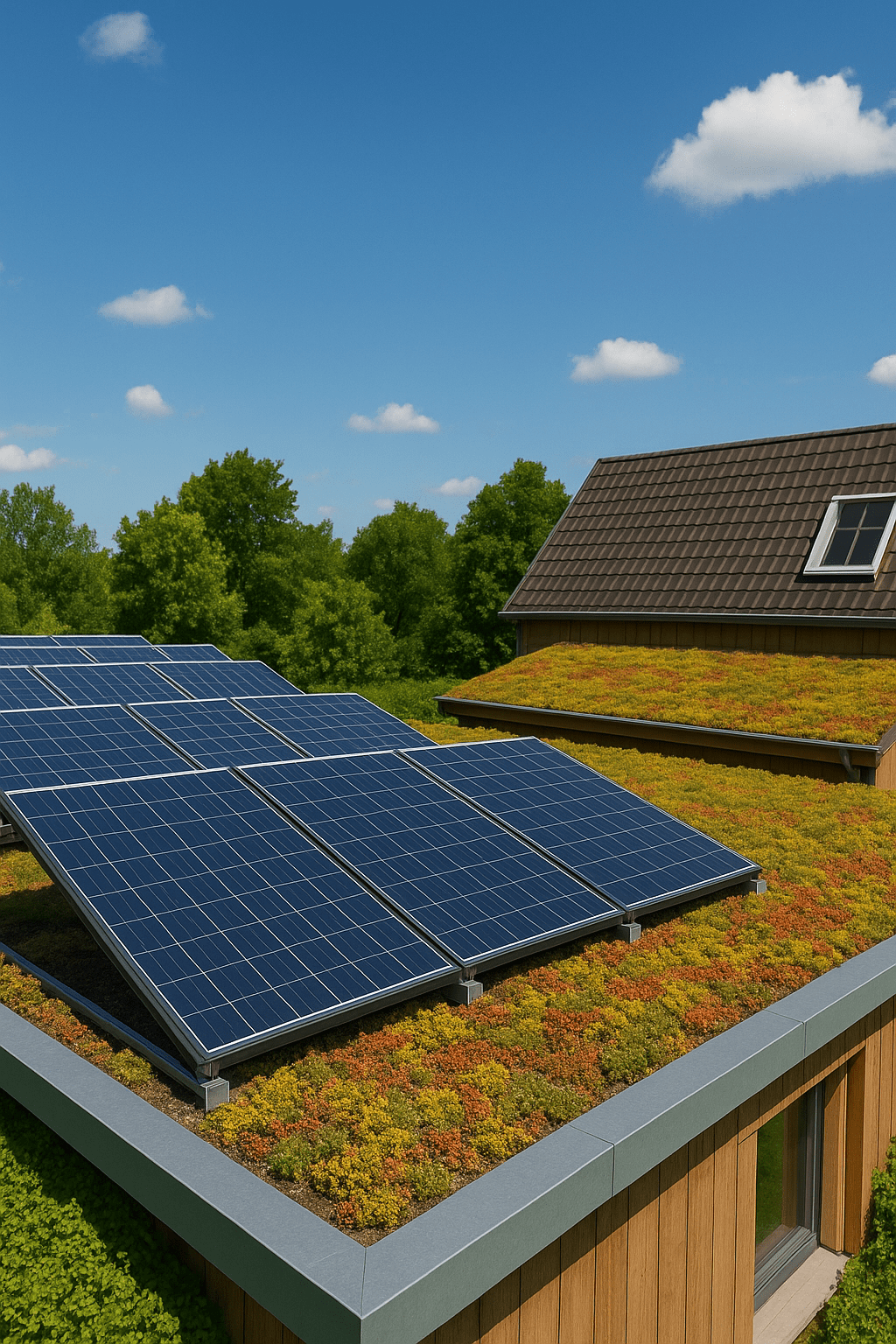 Zonnepanelen en een sedumdak