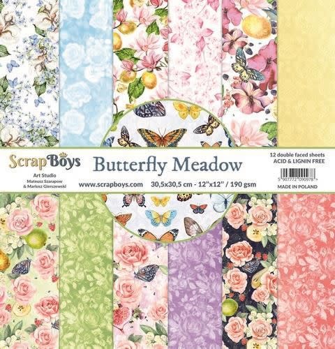 ScrapBoys ScrapBoys Butterfly Meadow paperset 12 vl+cut out elements-DZ