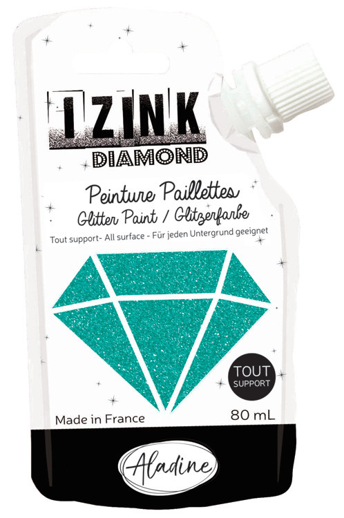 Aladine IZINK Diamond glitterverf/pasta - 80 ml, turquoise