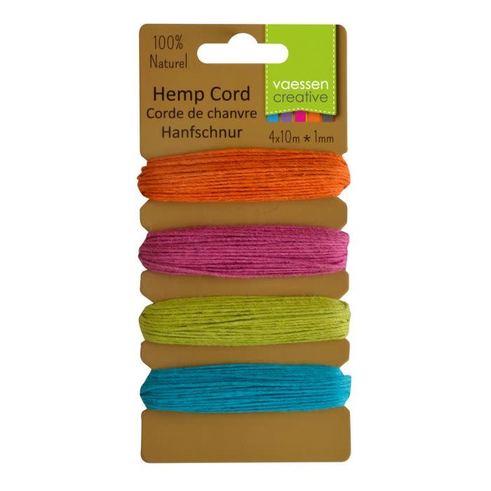 Vaessen creative Vaessen Creative • Hemp Cord Assortiment 4x10m Zomer