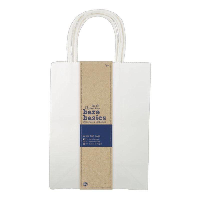 Papermania Papermania Bare Basics Large White Gift Bags (5 pcs) (PMA 174206)