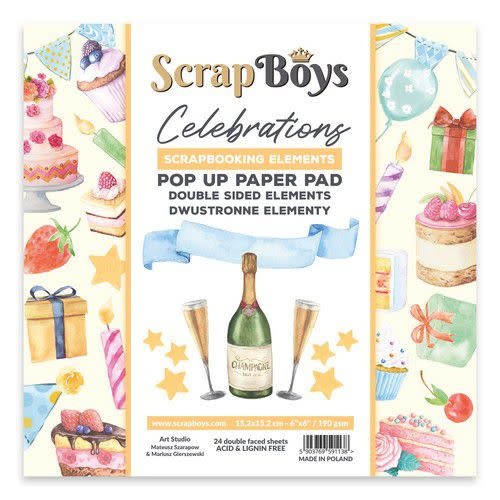 ScrapBoys Scrapboys POP UP Paper Pad double sided elements - Celebrations POPCE-04 190gr 15,2x15,2cm