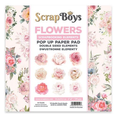 ScrapBoys Scrapboys POP UP Paper Pad double sided elements - Flowers / Roses POPFL-01 190gr 15,2x15,2cm