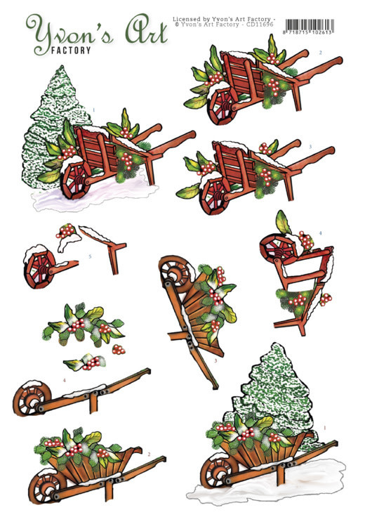 3D Cutting Sheet - Yvon's Art - Christmas Wheelbarrow