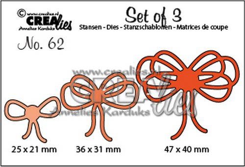 Crealies Crealies Set of 3 no. 62 Strikjes CLSet62 25x21-36x31-47x40mm