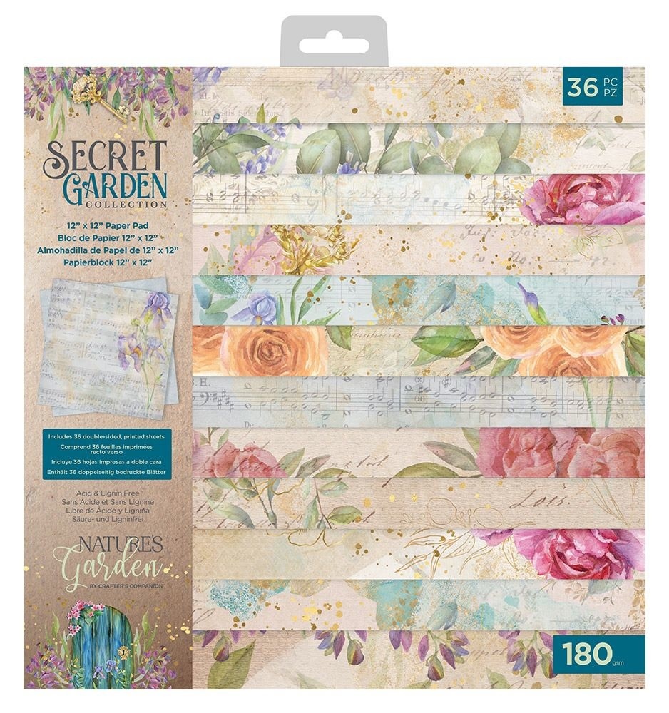 Crafter's Companion Crafter's Companion Secret Garden Collection 12x12 Inch Paper Pad (NG-SG-PAD12)