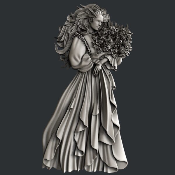 Zuri woman with bouquet  silicone mould