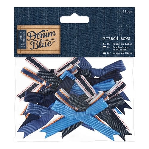 Docrafts Large Ribbon Bows (12pcs) - Denim Blue