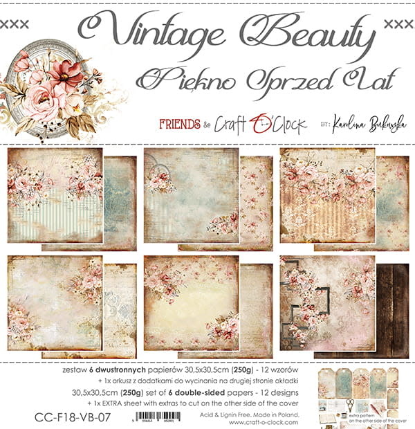 craftoclock VINTAGE BEAUTY - EEN SET PAPIEREN 30,5 X 30,5 CM