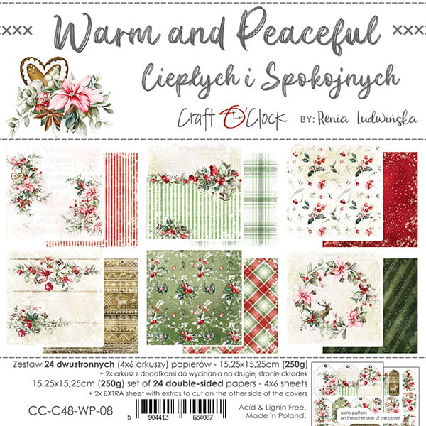 craftoclock WARM AND PEACEFUL - A SET OF PAPERS 15,25X15,25CM