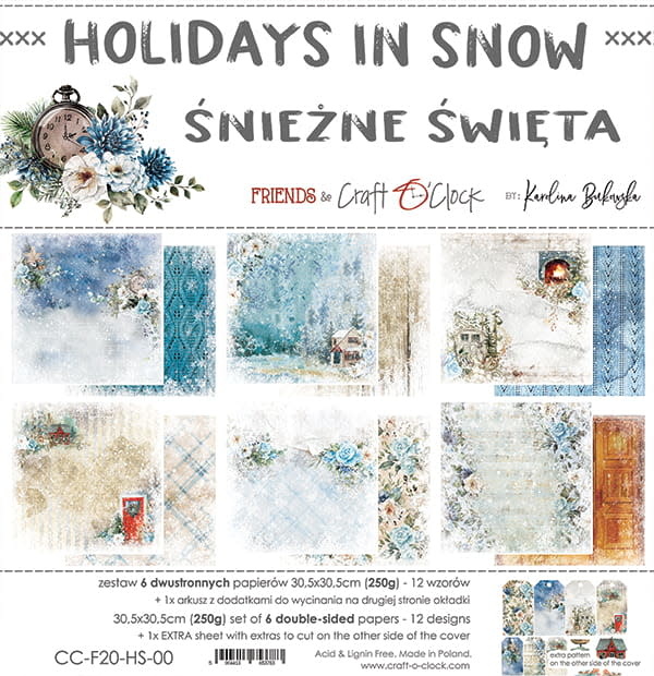 craftoclock HOLIDAYS IN SNOW - A SET OF PAPERS 30,5X30,5CM