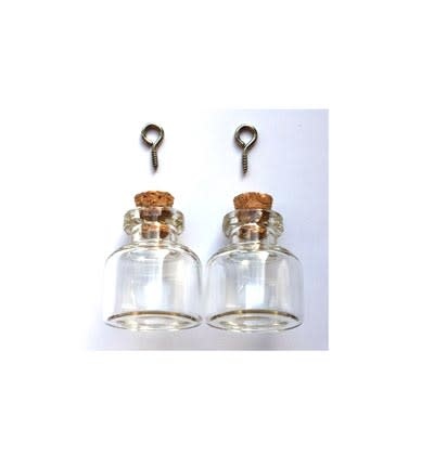 hobby&crafting fun 12423-2303 - Mini Glass Bottles, with cork & screw hanger