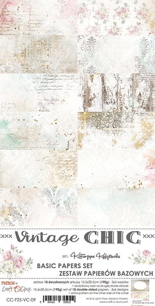 craftoclock VINTAGE CHIC - SET OF BASIC PAPERS