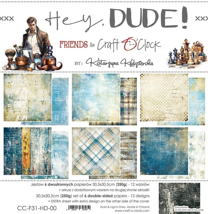 craftoclock Hey, Dude! - Paper Collection Set 30.5x30.5cm