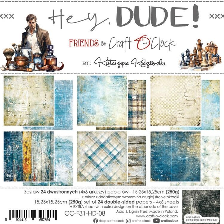 craftoclock Hey, Dude! - Paper Collection Set 15x15cm