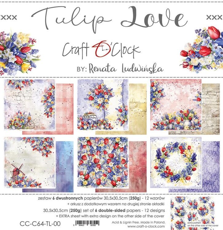craftoclock Tulip Love - Paper Collection Set 30,5x30,5cm