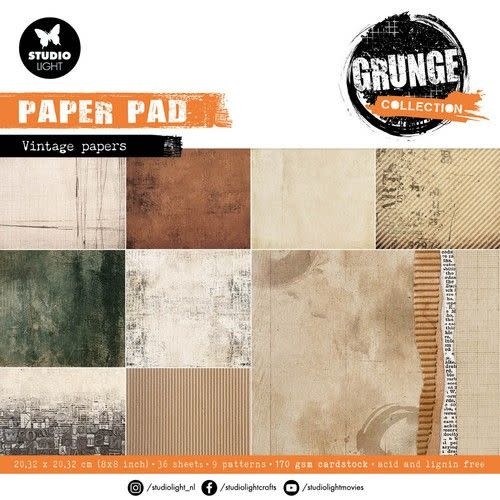 Studio Light Studio Light Paper pad Vintage papers Grunge Collection nr.136 SL-GR-DPP136 203,2x203,2x9mm