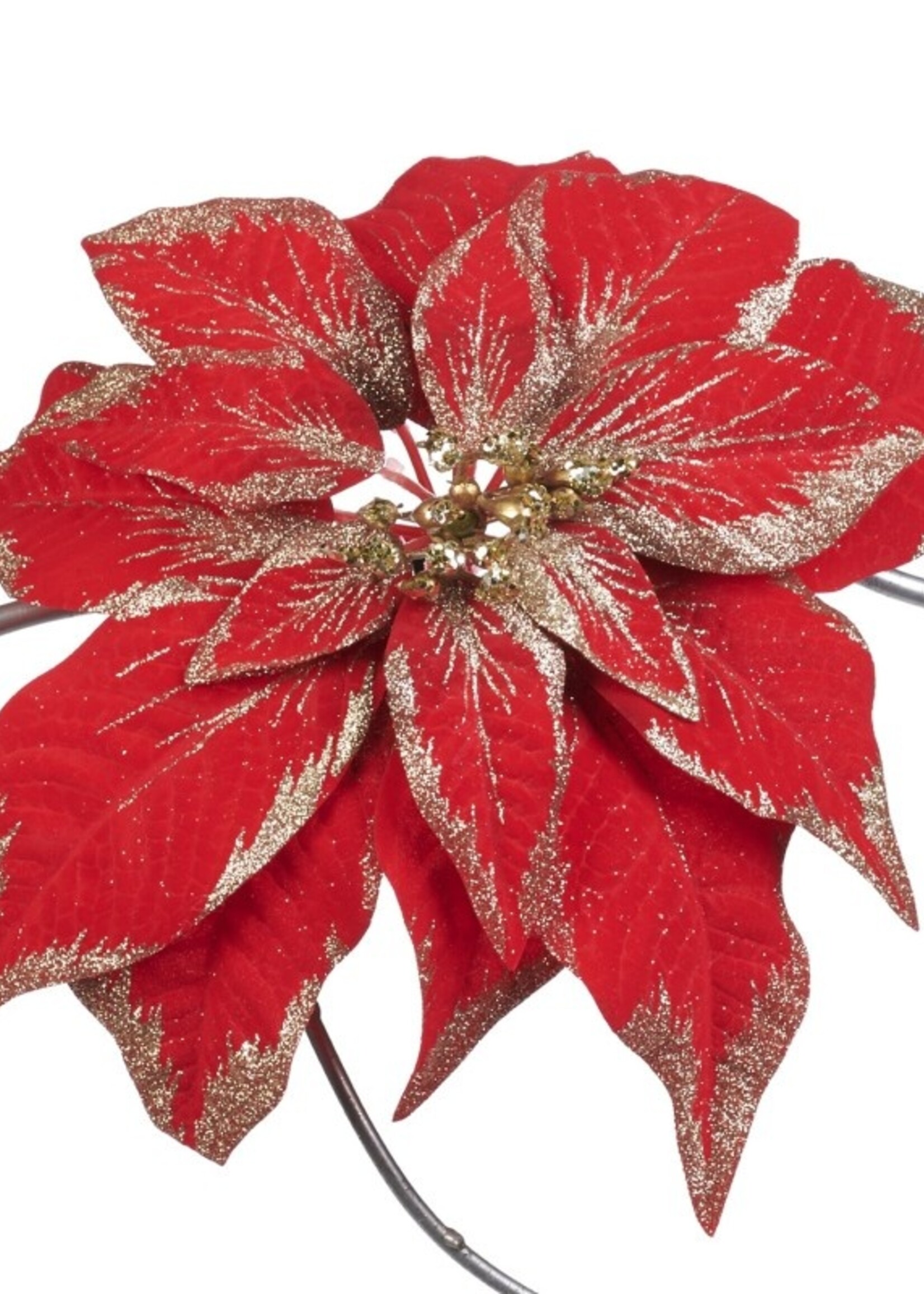 Kerstroos de Luxe  op Clip    28 cm