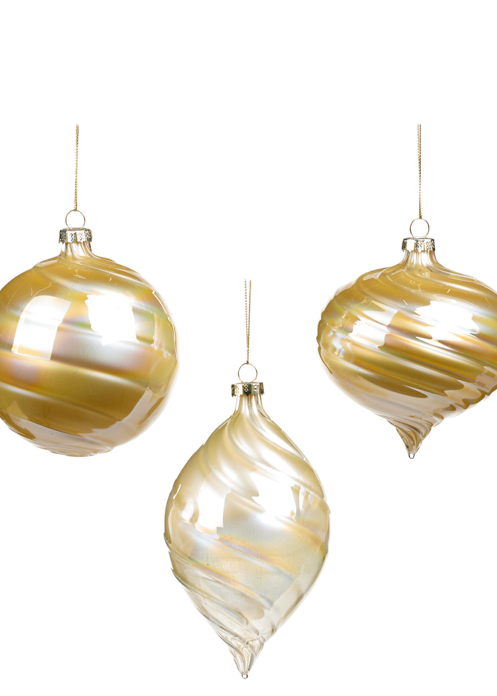 Goodwill M & G Gedraaid  glas Ornament, Set van 3